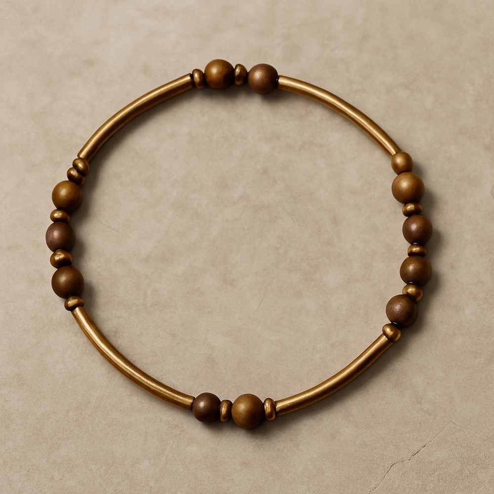 Tigers Eye Gold Tone Beaded Bracelet